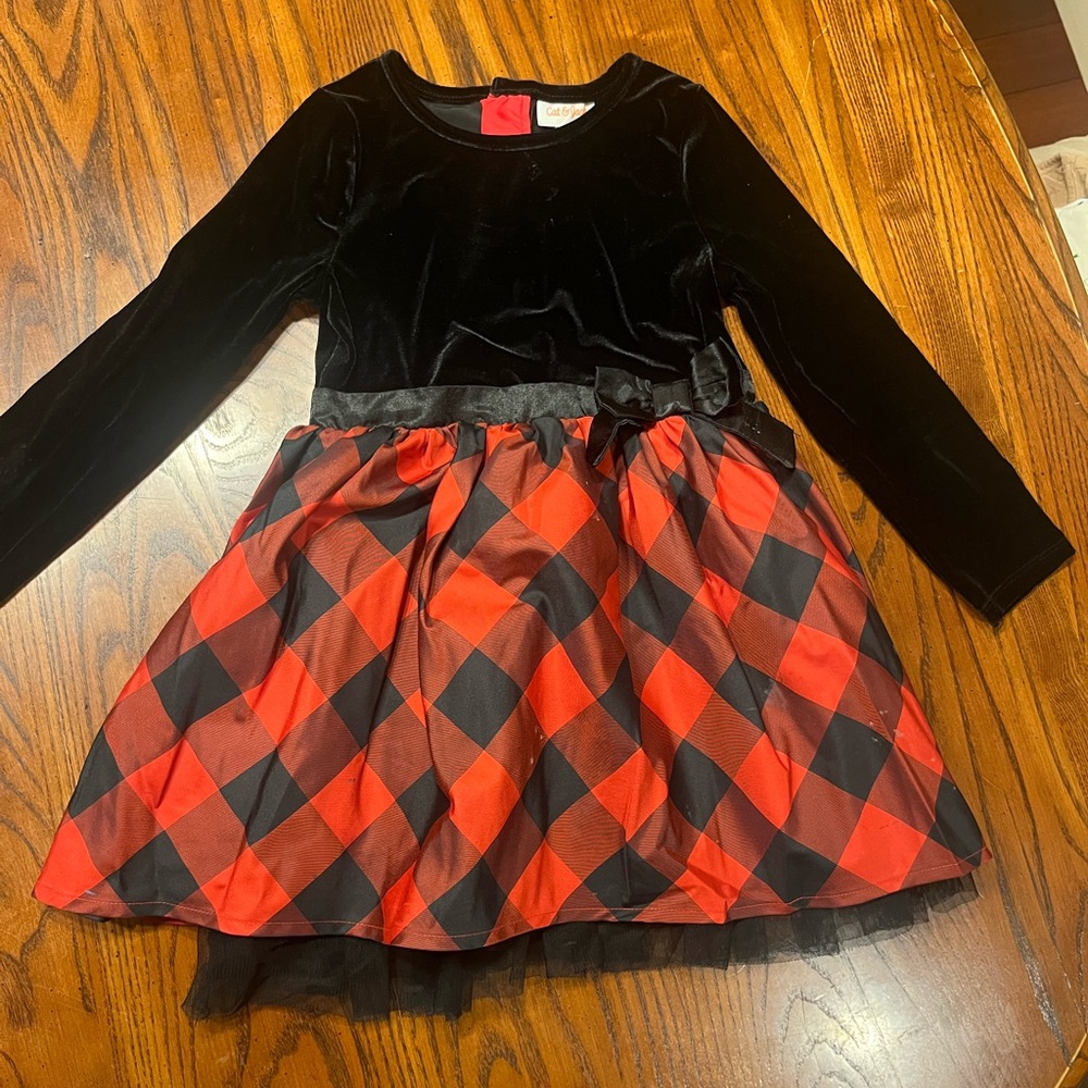 Cat & Jack Holiday or Christmas Black and Red Checkered Toddlee 4T Dress